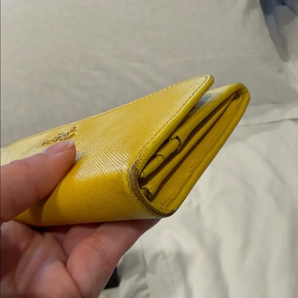 Prada Yellow Saffiano Leather Flap Wallet - Picture 6 of 10